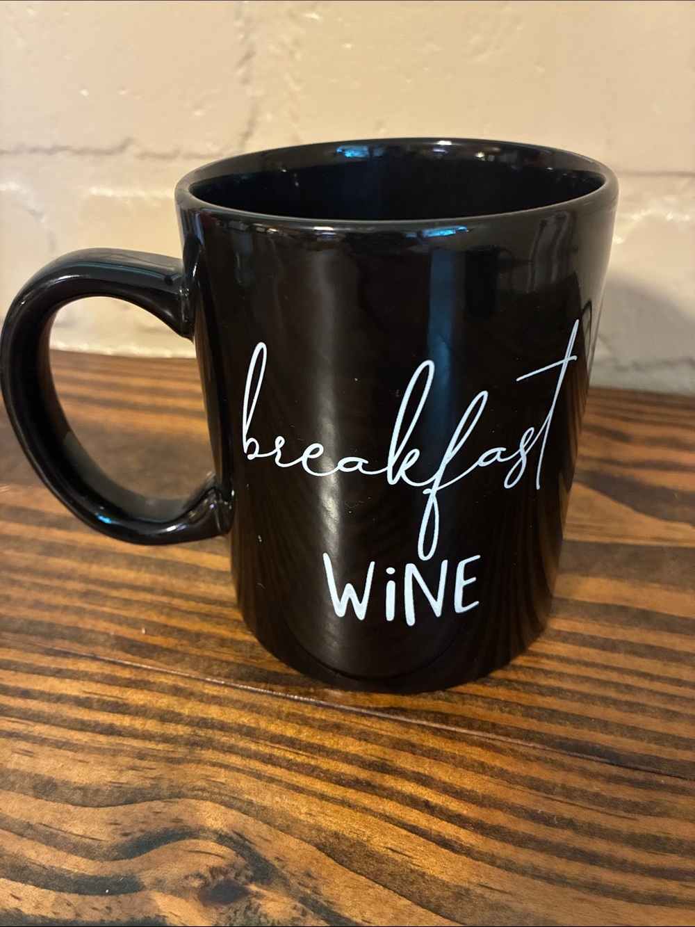 Black Ceramic 'Breakfast Wine' Mug - Home Dining